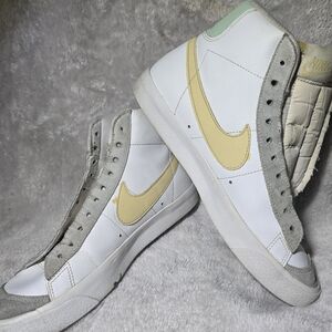 Nike White and Yellow High-Top Sneakers
